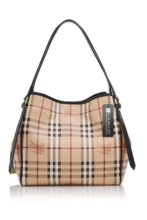 burberry small canter haymarket check leather tote|Burberry haymarket tote price.